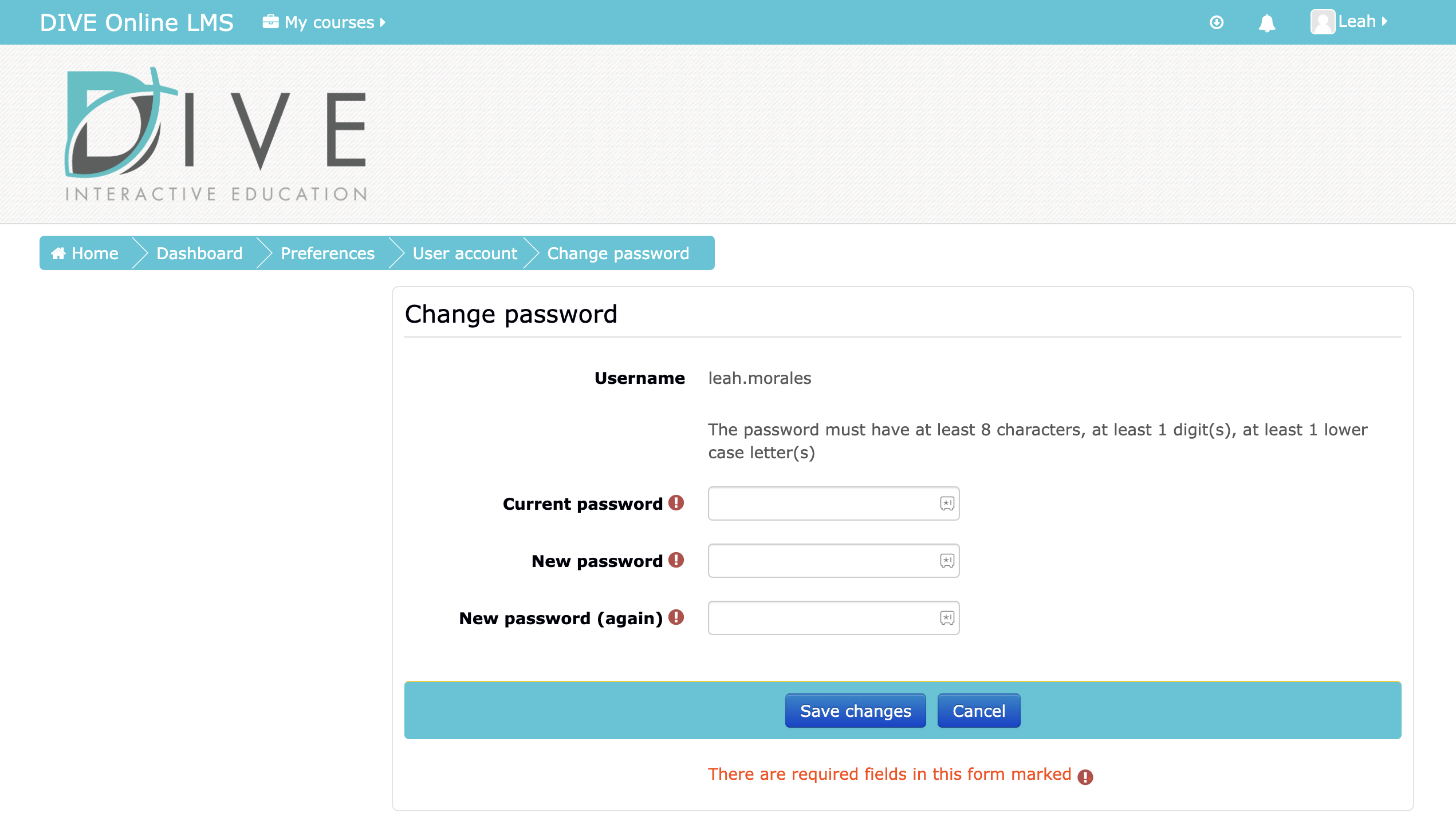 How to Change Your Password on Educadium DIVE Into Math & Science